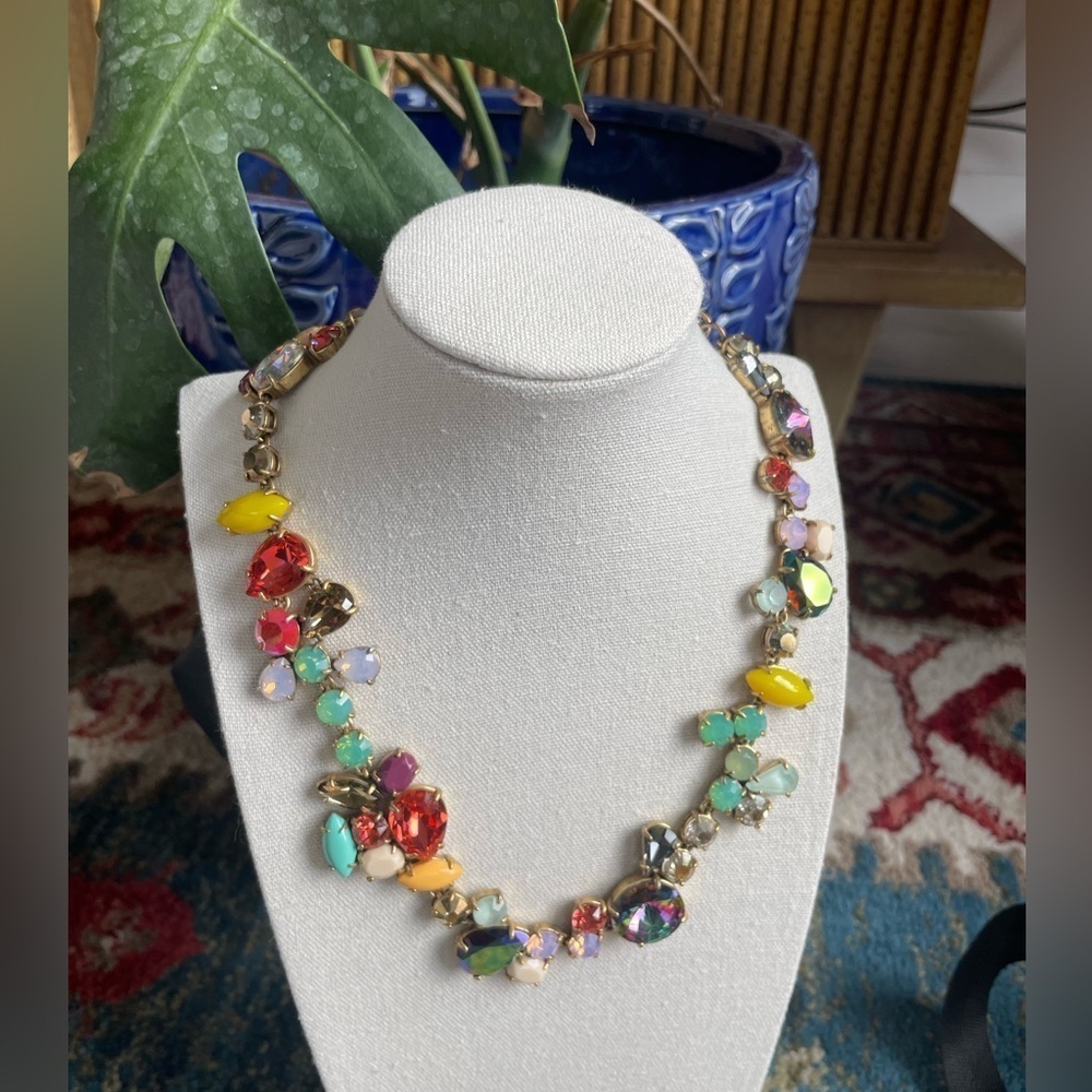 J.Crew Brle Brulee Rainbow Necklace Gem Iridescent Aurora